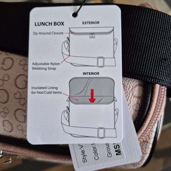 Guess Insulated Lunch Bag Junction Travel Signature Logo, light rose NWT - Picture 5 of 8